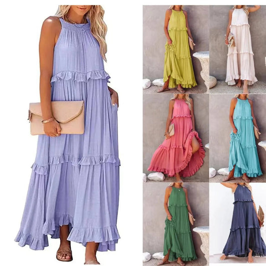 💥Women's Summer Casual Sleeveless Strappy Backless flounces Dress💃