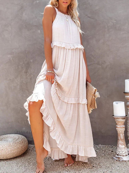 💥Women's Summer Casual Sleeveless Strappy Backless flounces Dress💃