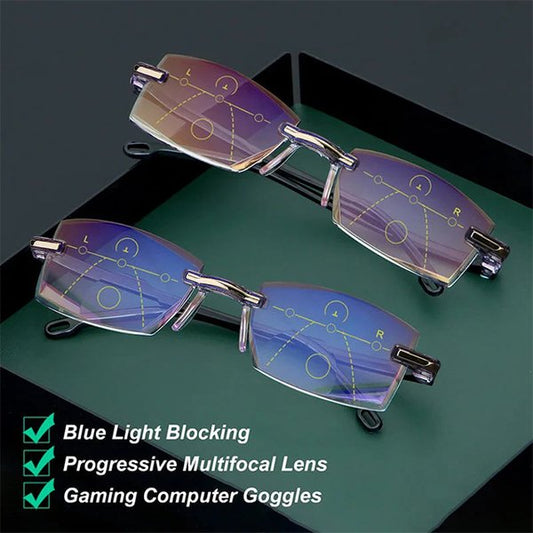 factory direct sale🔥 Fashion Progressive Multifocus Reading Glasses Anti-Blue Rays Readers for Computer Work,Driving,Outdoors