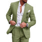 Men’s Breathable Linen Formal Suit Blazer and Pants 2-piece Set