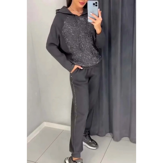 🔥50% OFF Women's Hooded Sweatshirt and Cuffed Joggers 2-Piece Set